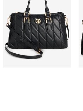 Giani Bernini Black Quilted Satchel with Gold Hardware